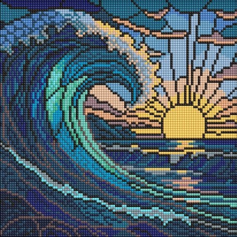 Алмазная мозаика - "Витраж. Волна" ©art_selena_ua, 30х30см