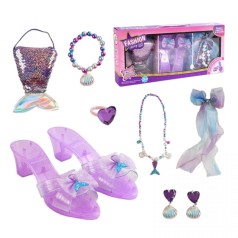 Набор украшений туфельки, сумочка, кольцо, серьги, бусы, заколка с бантом, в коробке.