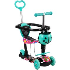 Самокат с ручкой 5в1 "Best Scooter", бирюзовый