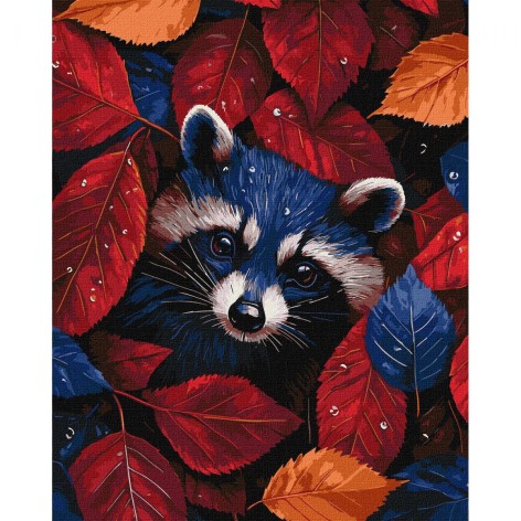Картина по номерам "Осенний енот" 40х50 см