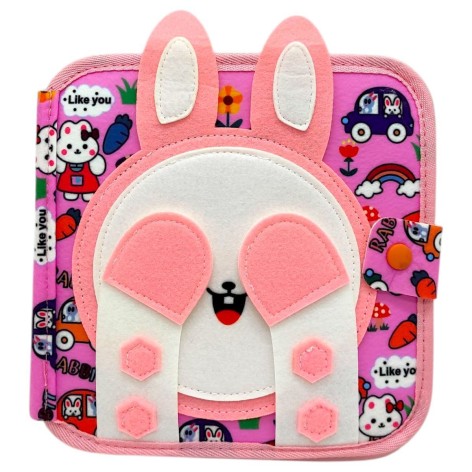 Мягкая книжка-бизиборд (фетр, пальчиковые игры, цифры, сортер по цвету, пискавка, элементы на липучках и кнопках)