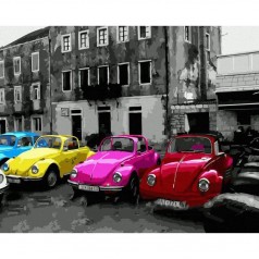 Картина по номерам "Цветные автомобили" 40х50 см