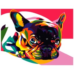 Картина по номерам "Разноцветный французский бульдог" 40х50 см