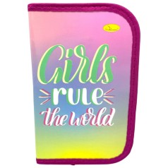 Пенал ламинированный "Girls rule" на змейке 1 отделение 19*13 см