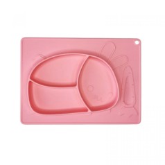 Силиконовая тарелка-коврик Зая (СВЕТЛО-РОЗОВЫЙ)