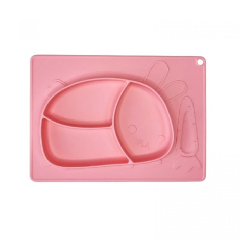 Силиконовая тарелка-коврик Зая (СВЕТЛО-РОЗОВЫЙ)