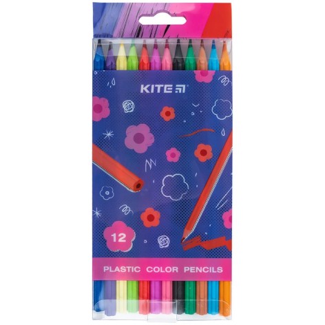 Карандаши цветные пластиковые, 12шт Kite Flower