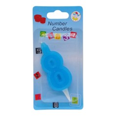 Свічка-цифра блакитна "8" 7см (41356)