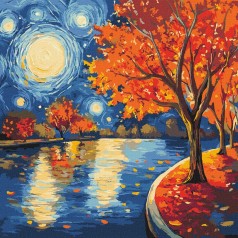 Картина по номерам "Осенняя ночь" 40х40см