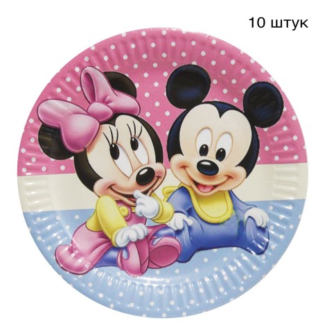 Одноразовые тарелки "Микки и Мини" (10 шт)