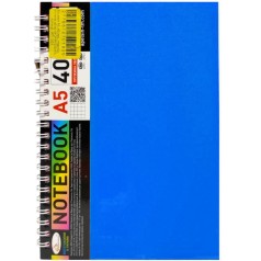 Блокнот А5, 40 л., пластик, пружина сбоку (ГОЛУБОЙ)
