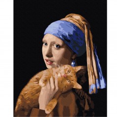Картина по номерам "Девушка с рыжими котом" ★★★★