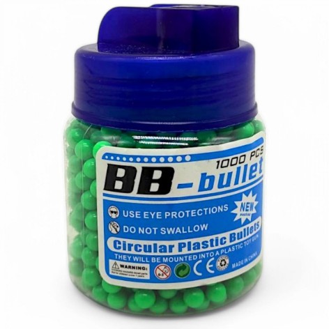 Кульки для дитячої зброї, 1000 кульок, пластик, 6 мм (зелені)