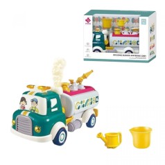 Спецтехника помповый механизм, брызгает водой, инерция, подсветка, звуки, парогенерация, движущиеся элементы, конструктор, на батарейках, в коробке