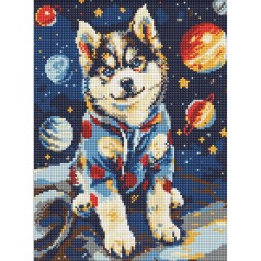 Алмазна мозаїка "Космічний хаскі" 30x40 см