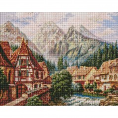 Алмазная мозаика "Городок в горах"