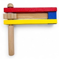 Развивающая игрушка-трещотка, цветная деревянная, 12.5 см