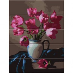 Картина по номерам на дереве "Прекрасные тюльпаны"