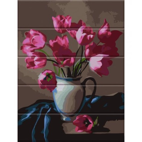 Картина за номерами на дереві "Прекрасні тюльпани"