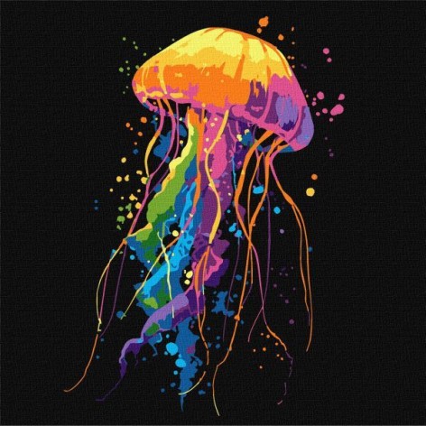 Картина по номерам – яркая медуза 30х30 см.