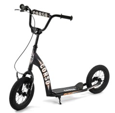 Самокат двухколесный "Corso" колеса надувные 12``, ручной передний тормоз.