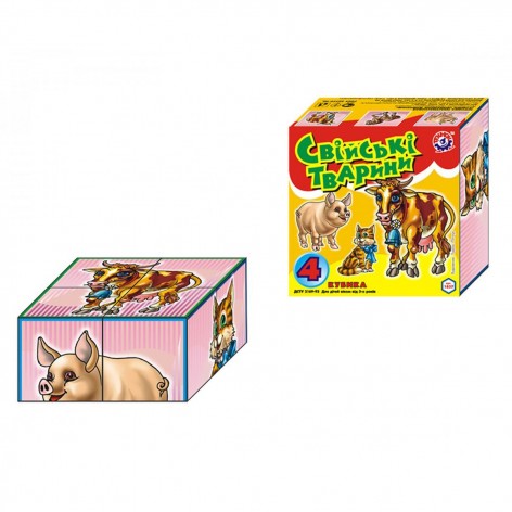 Кубики "Домашні тварини" (4 кубика)