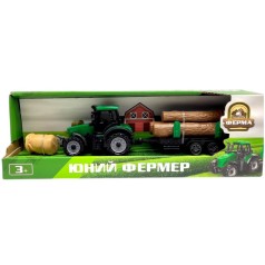 ТРАКТОР З ДРОВАМИ НА ПРИЧЕПІ (ЗЕЛЕНИЙ)