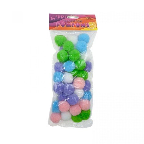 Помпоны полипропиленовые, 3см, 5 цветов, 40шт.