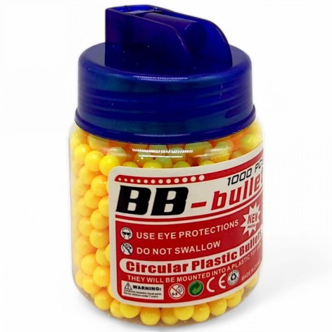 Кульки для дитячої зброї, 1000 кульок, пластик, 6 мм (жовтий)