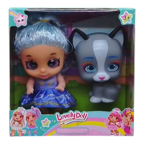 Кукла с собачкой "Lovely Doll" (голубая)