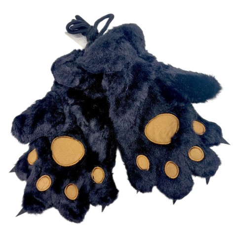 Детские меховые перчатки "Лапки" (ЧЕРНЫЕ)