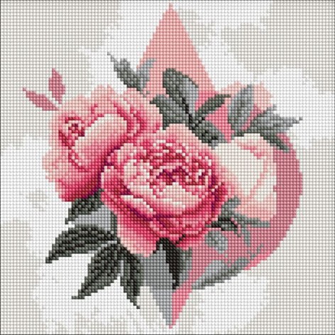 Алмазная мозаика - Геометрические фигуры с пионами ©art_selena_ua, 30х30см