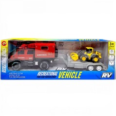 Автовоз инерционный, с трактором, в коробке (КРАСНЫЙ)