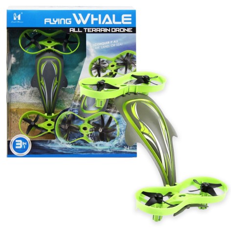 Квадрокоптер-амфибия на радиоуправлении "Flying Whale" 3 в 1 (зеленый)