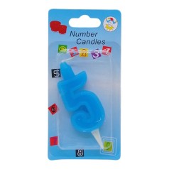Свічка-цифра блакитна "5" 7см (41353)