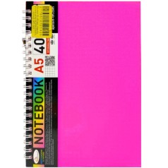 Блокнот А5, 40 л., пластик, пружина сбоку (РОЗОВЫЙ)