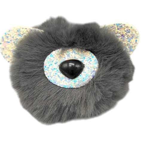 Брелок Мишка ушки с блестками (СЕРЫЙ)