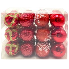 Новогодние украшения, 24 штук, шарики, D=5,5 см, в слюде