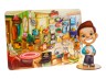 Игра на липучке 2 в 1 "Убери в комнате и накорми малыша"
