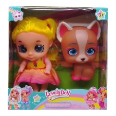 Кукла с собачкой "Lovely Doll" (желтая)