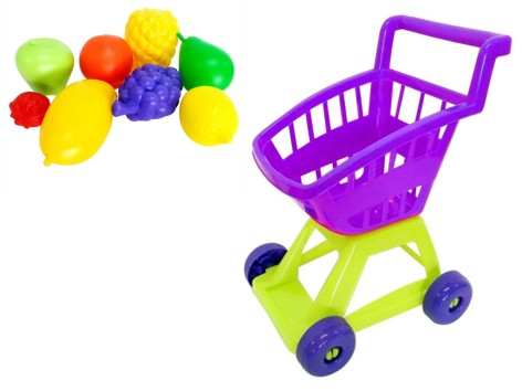 Тележка покупателя с фруктами фиолетовый