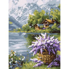 Картина за номерами "Бузковий кошик" 30х40 см