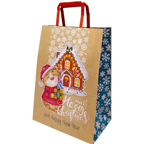 Пакет бумажный с ручками Крафт(25х15х34 см)