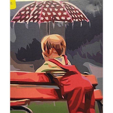 Картина по номерам "Малыш под дождем" 40*50