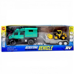 Автовоз инерционный, с трактором, в коробке (БИРЮЗОВЫЙ)