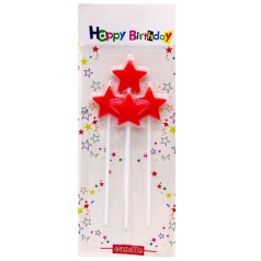 Набор свечей для торта Звездочки 4шт (КРАСНЫЕ)