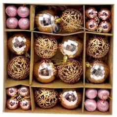 Новорічні прикраси, кульки, 44 штуки, діаметр 5.5 і 3 см, в коробці