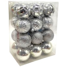 Новогодние украшения, 24 шт, шарики, D=5,5 см, в слюде