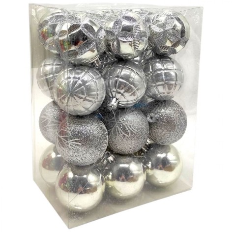 Новогодние украшения, 24 шт, шарики, D=5,5 см, в слюде
