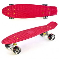 Скейт Пенні борд 0110 (8) Best Board, ВИШНЕВИЙ, дошка = 55см, колеса PU зі світлом, діаметр 6см